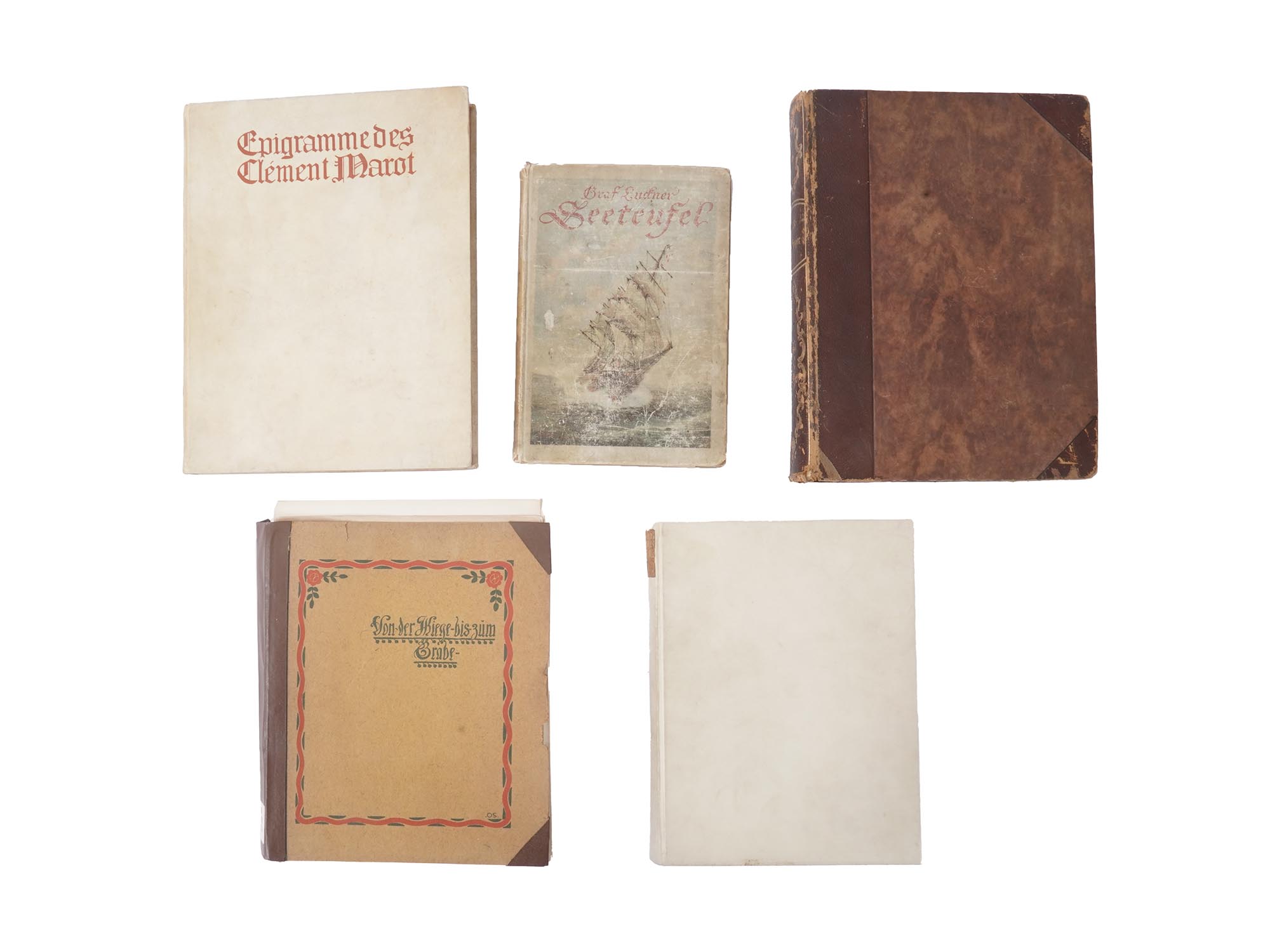 GROUP OF FIVE ANTIQUE AND VINTAGE GERMAN BOOKS PIC-0
